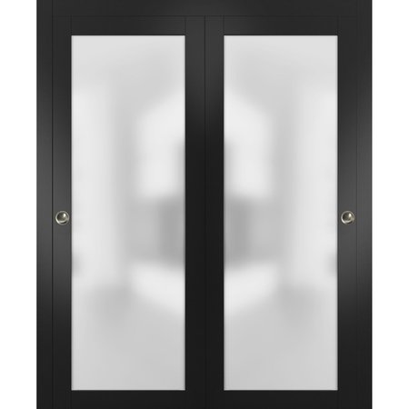 SARTODOORS Double Barn Interior Door, White PLANUM2102DBD-BLK-48